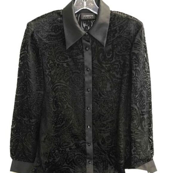 🆕Womens Size 8 Liz Claiborne Sheer Collared Top NWT - Picture 1 of 6